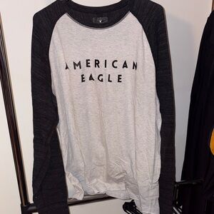 American Eagle Outfitters Black and Gray Long Sleeve Tee